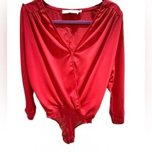 ASTR the Label Faux Wrap Bodysuit – Red – Size Small – Great Condition